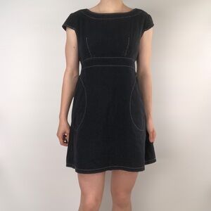 Utility Canvas‎ Short Sleeve Shift Dress Black Size S Tje Waist USA